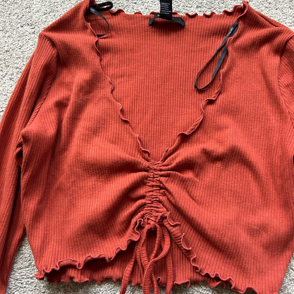 Forever 21 Rust Ruched Front Blouse - Picture 3 of 3